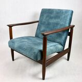 GFM-142 Chair in Blue Chameleon Velvet by Edmund Homa, 1970s