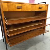 Teak schoenenkast met zwart metalen poten, nr. 2