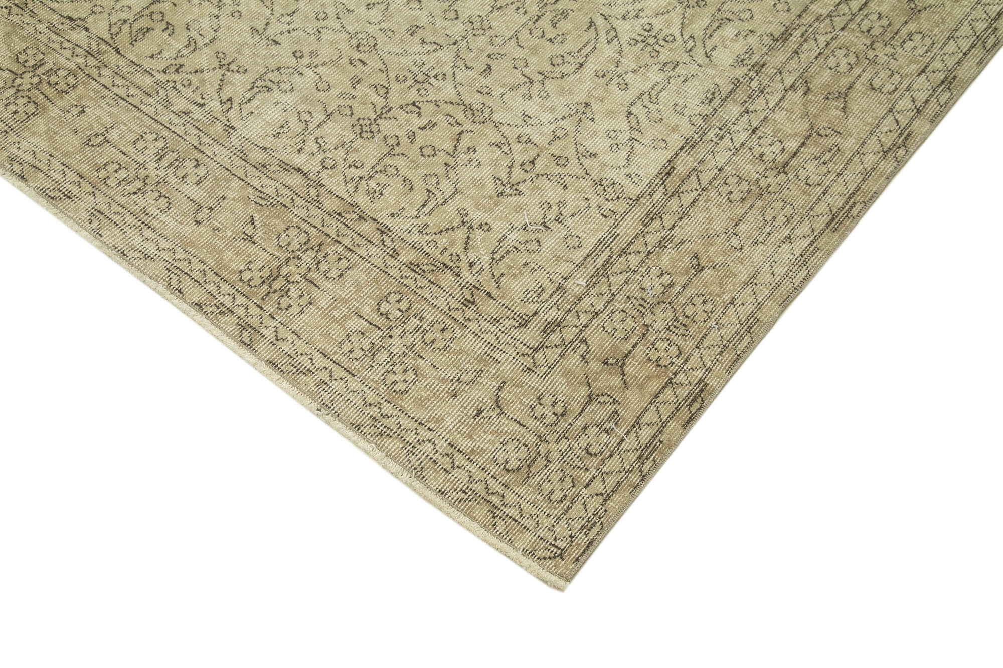 Hand-Knotted Vintage Turkish Beige Rug 203 cm x 309 cm - 38989