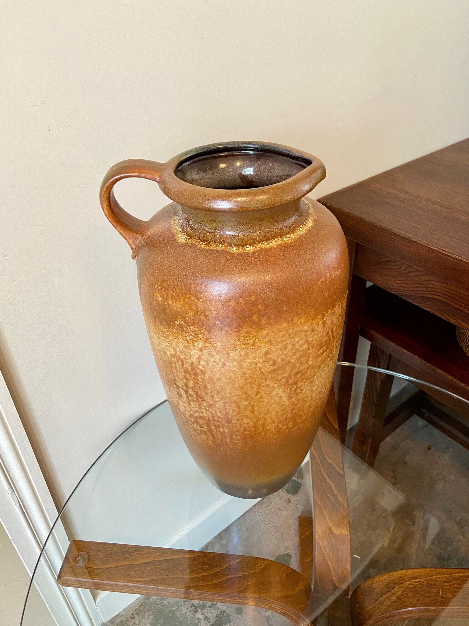 Brown enamelled ceramic vase W. Germany