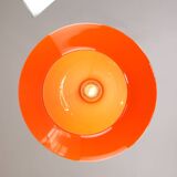 Mid-Century Italian Orange Glass and Brass Pendant Lamp