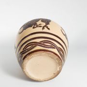 Vintage Ceramic Vase with Brown Bulls and Bands