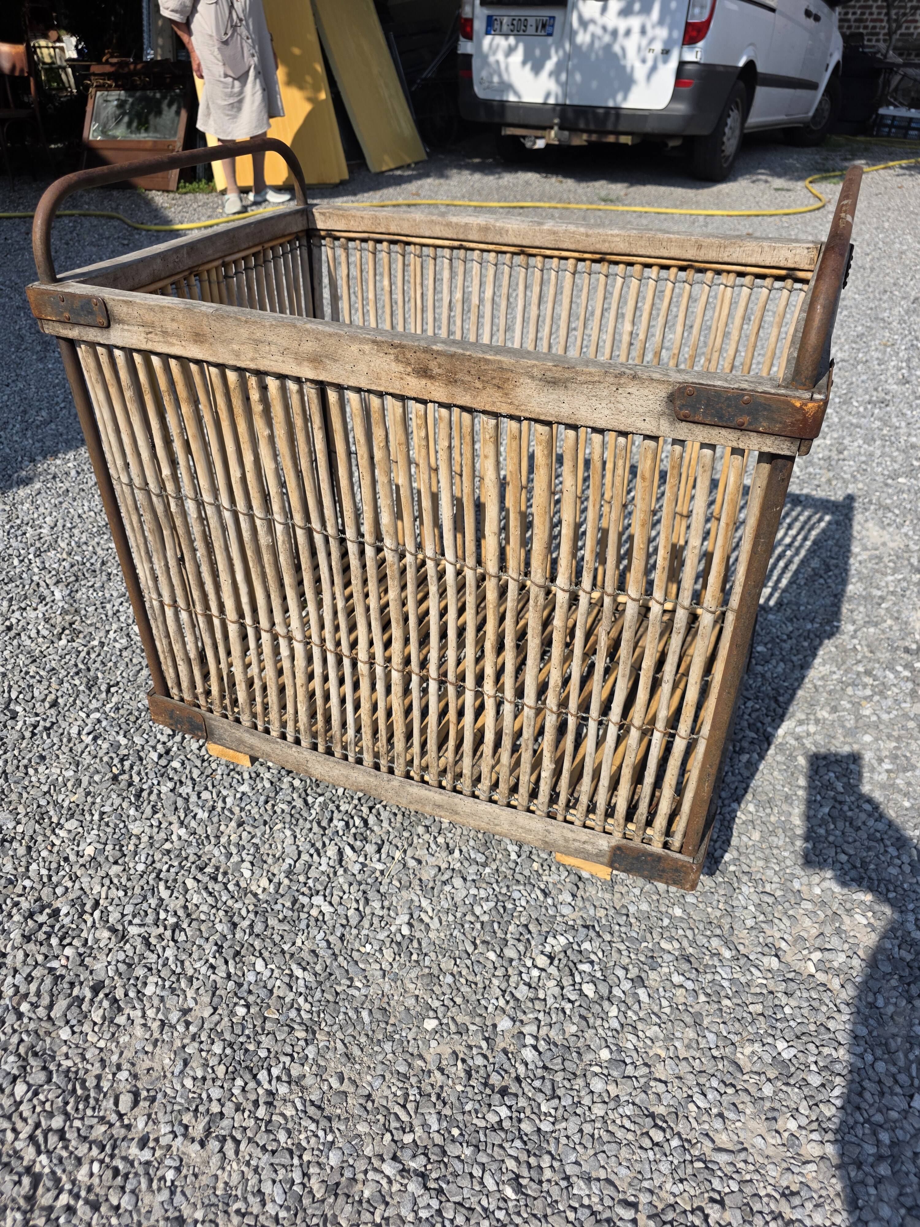 Ancient bakery cart made of rattan.