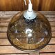 Old pendant lamp molded glass gold inlay + vintage brass contour
