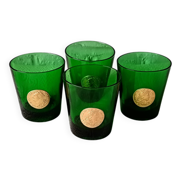 4 verres verts dubonnet byrrh médaillon rois de france