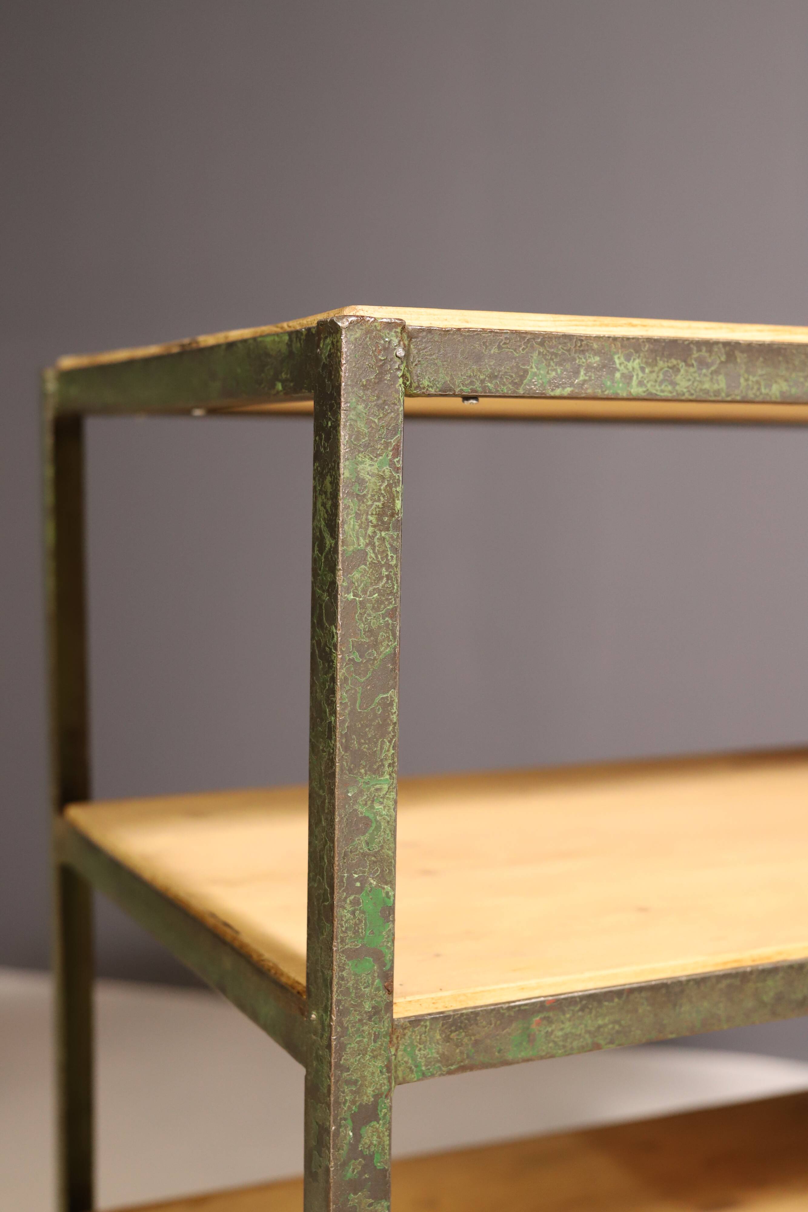 Vintage industrial shelf on wheels from the 1960s, Czechoslovakia