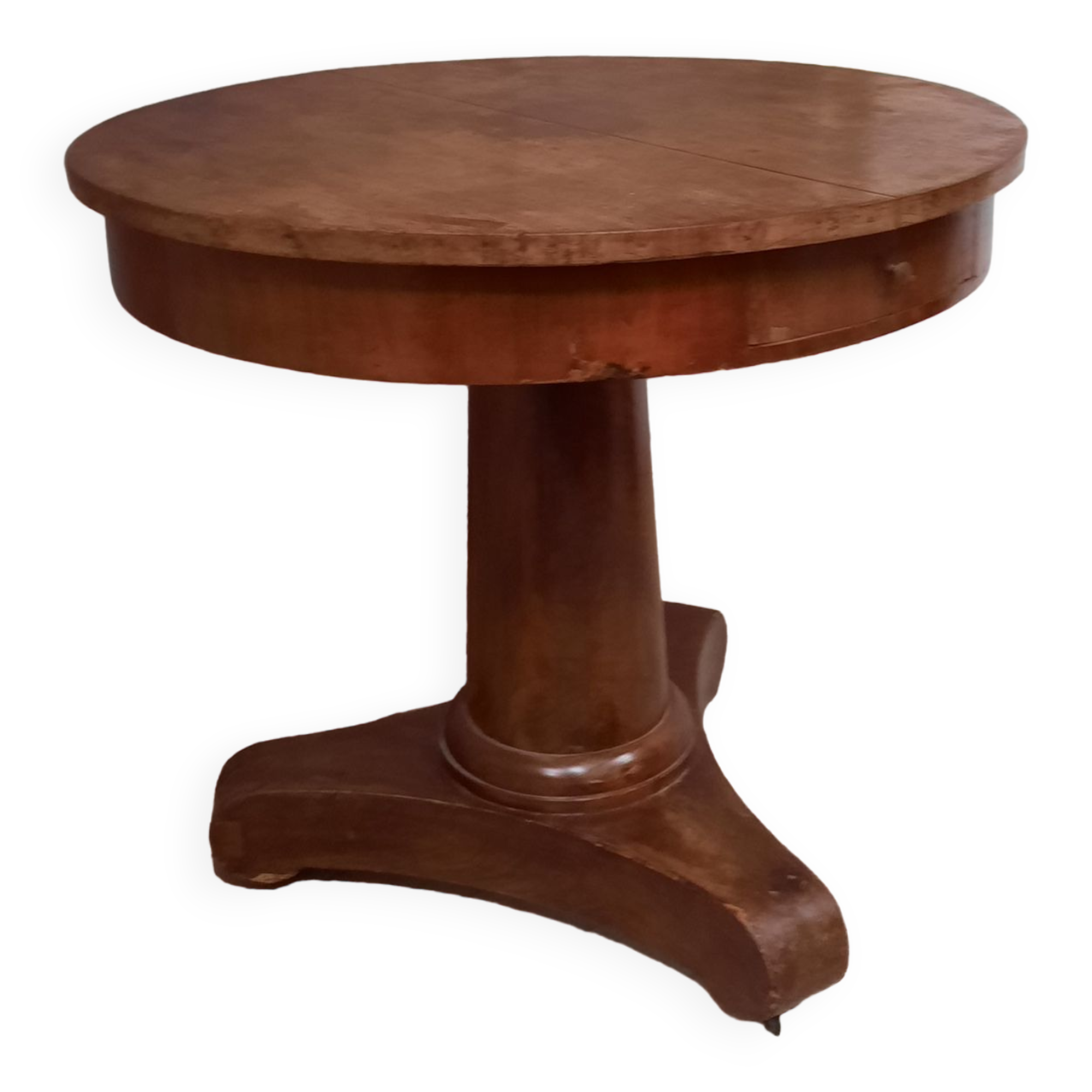 Restoration pedestal table with central barrel