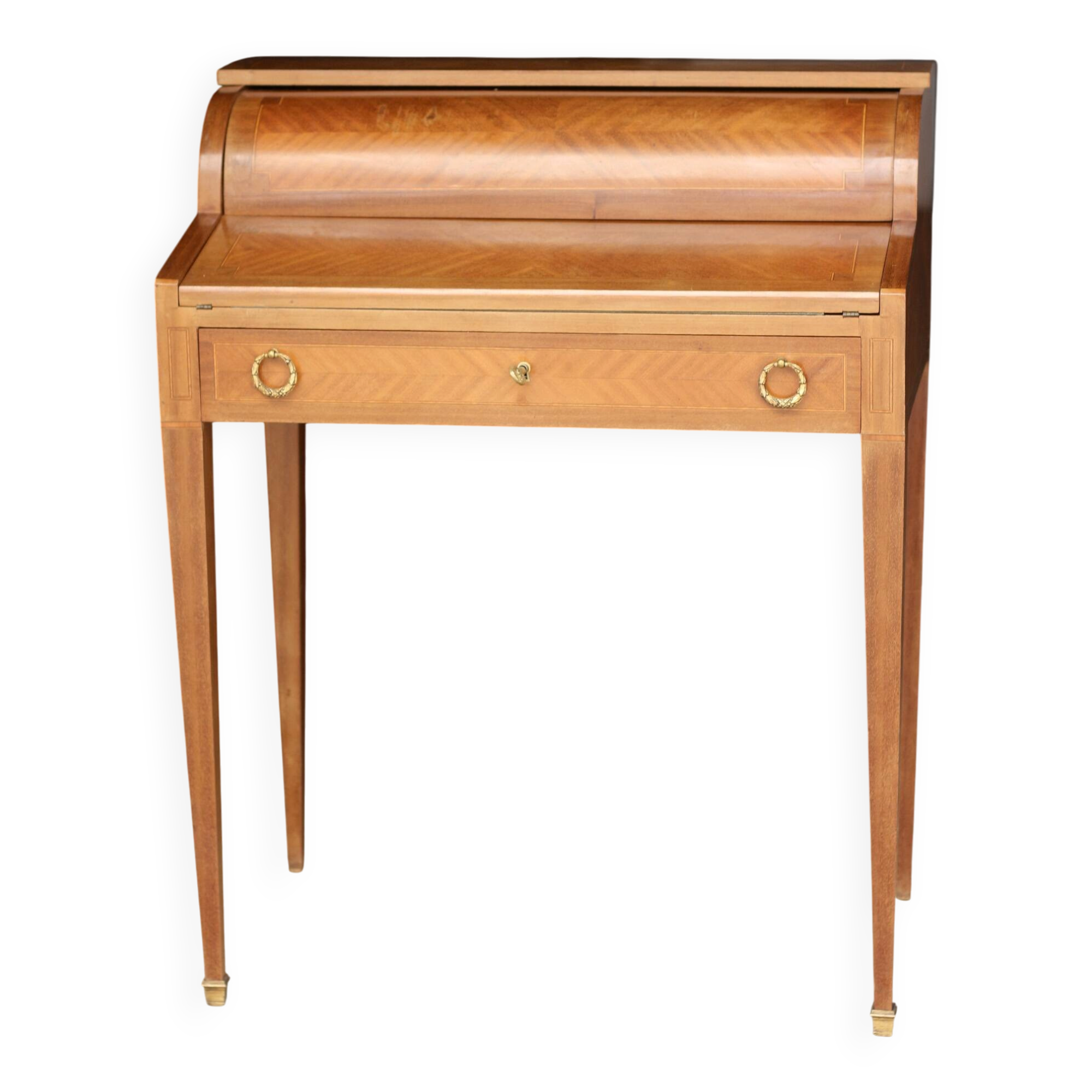 Charming desk with a blond wood structure. Work from the Faubourg (early 20th century).