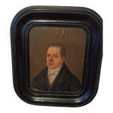 Tableau Ancien Début 19ème Siècle Huile Sur Papier Portrait