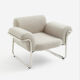 Fauteuil style vintage bouclette beige et structure chromé