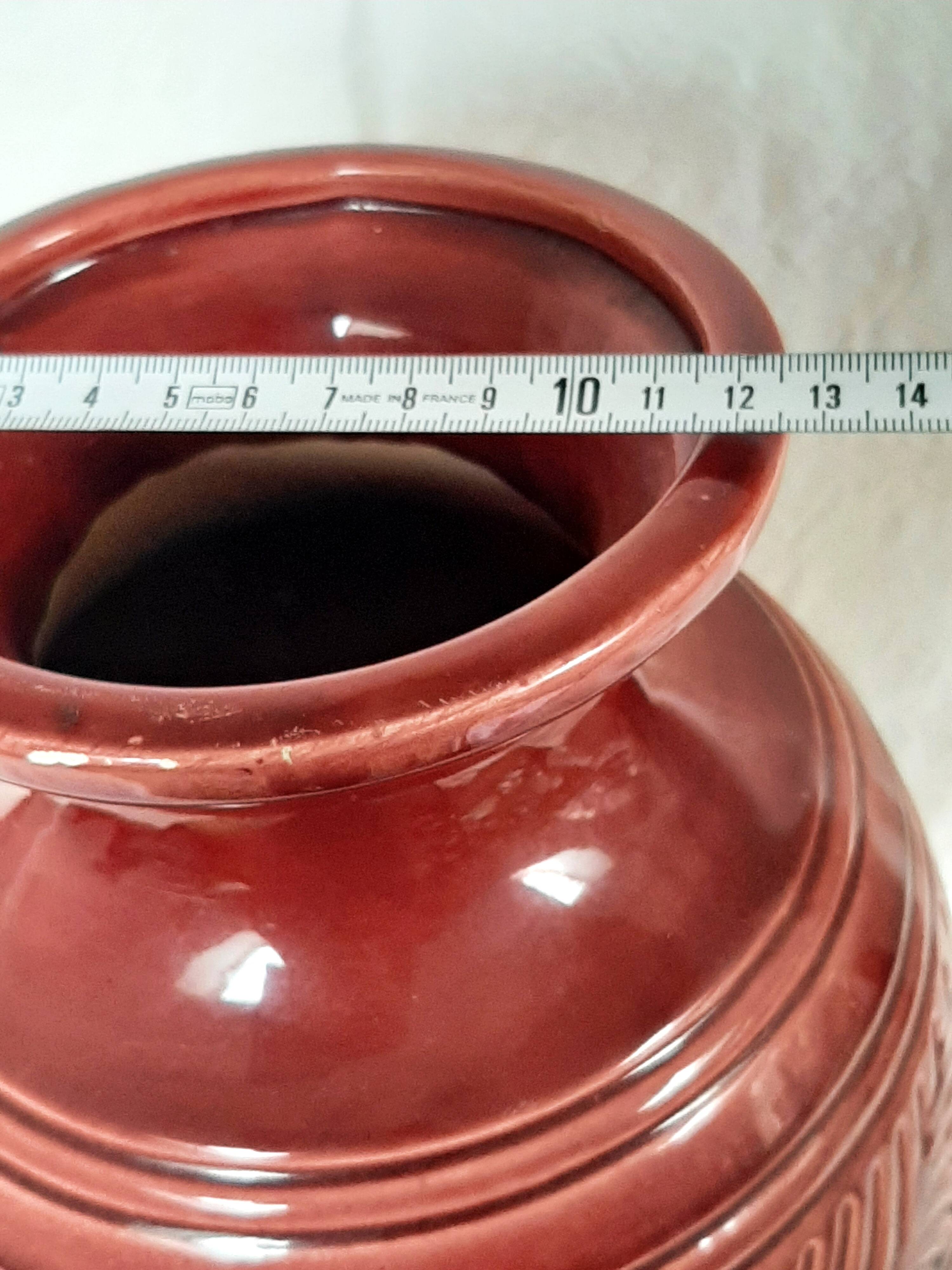 30s vase Saint Clément "feather" decoration