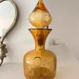 Amber glass carafe with fleur-de-lis decoration – mid 20th century