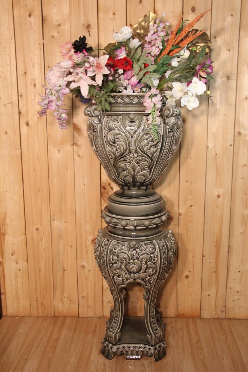 cache-pot and its column in faience attributed to Massier