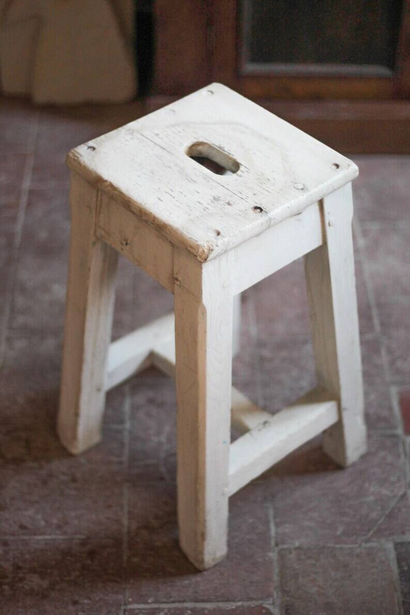 Vintage stool, farmhouse oak wood stool, accent stool, interior decor, wooden stool