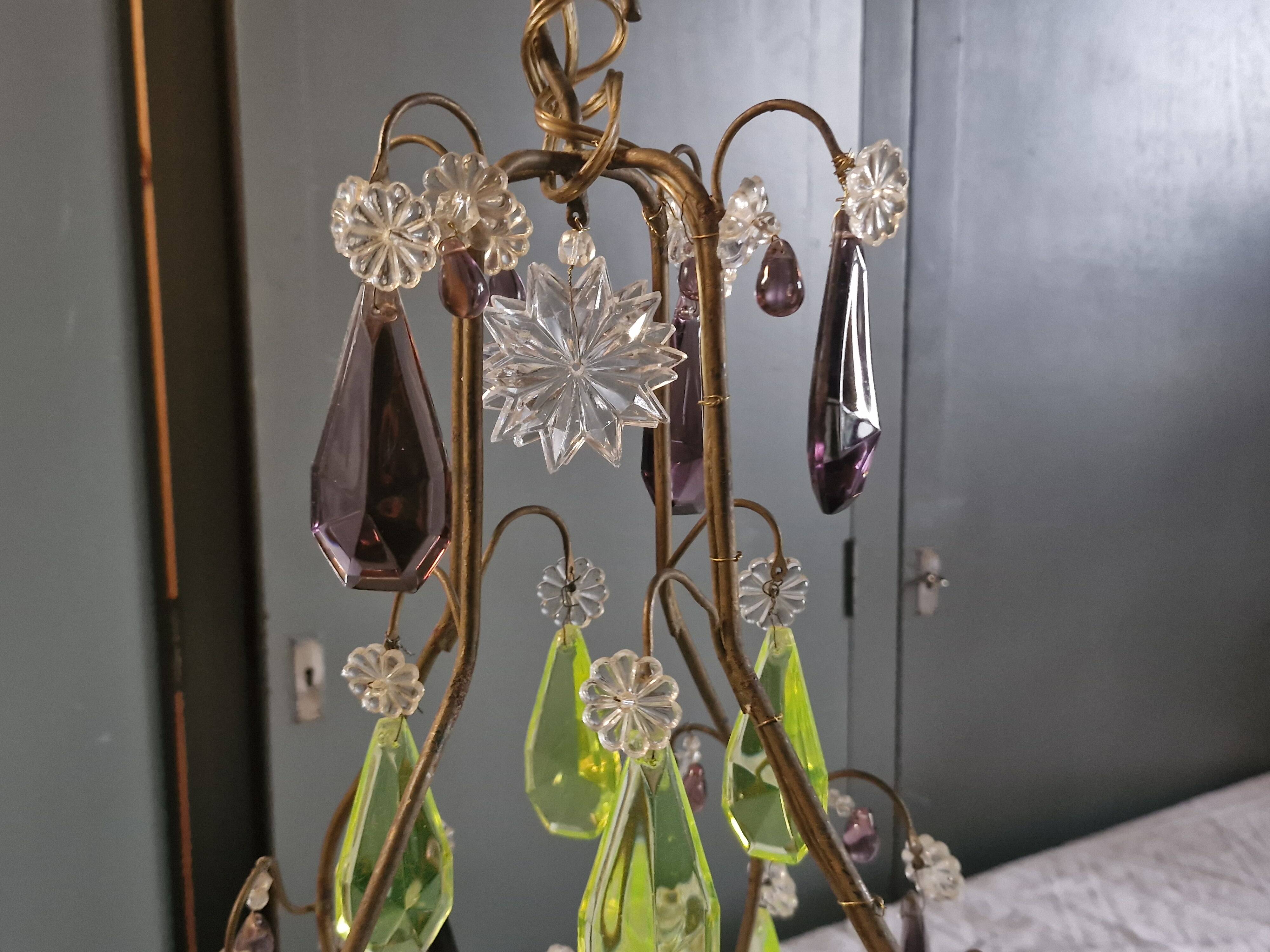 Small crystal boudoir chandelier - 1 light Bobeche signed Baccarat Epoque
