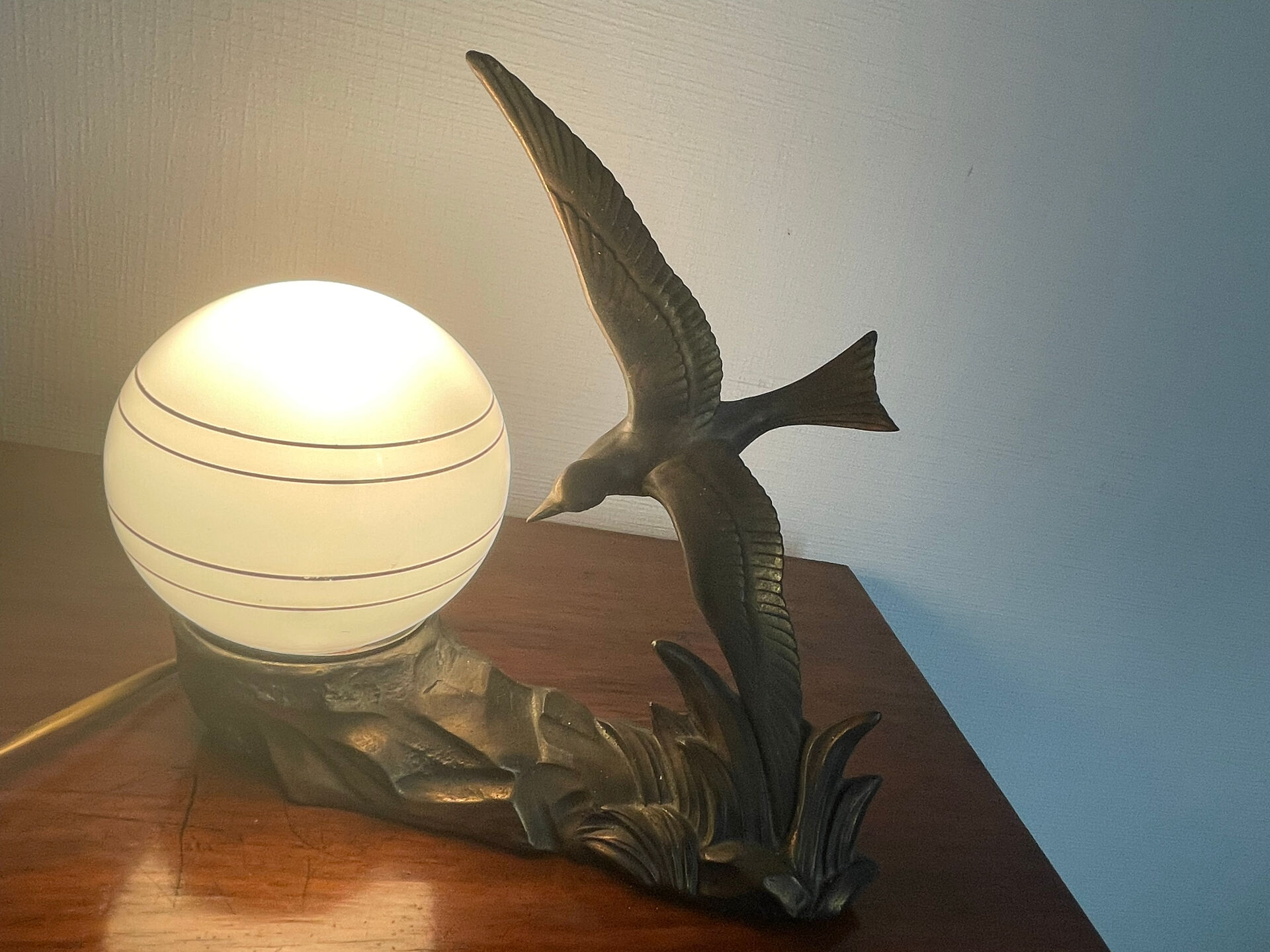 Art Deco night light circa 1930 swallow/seagull
