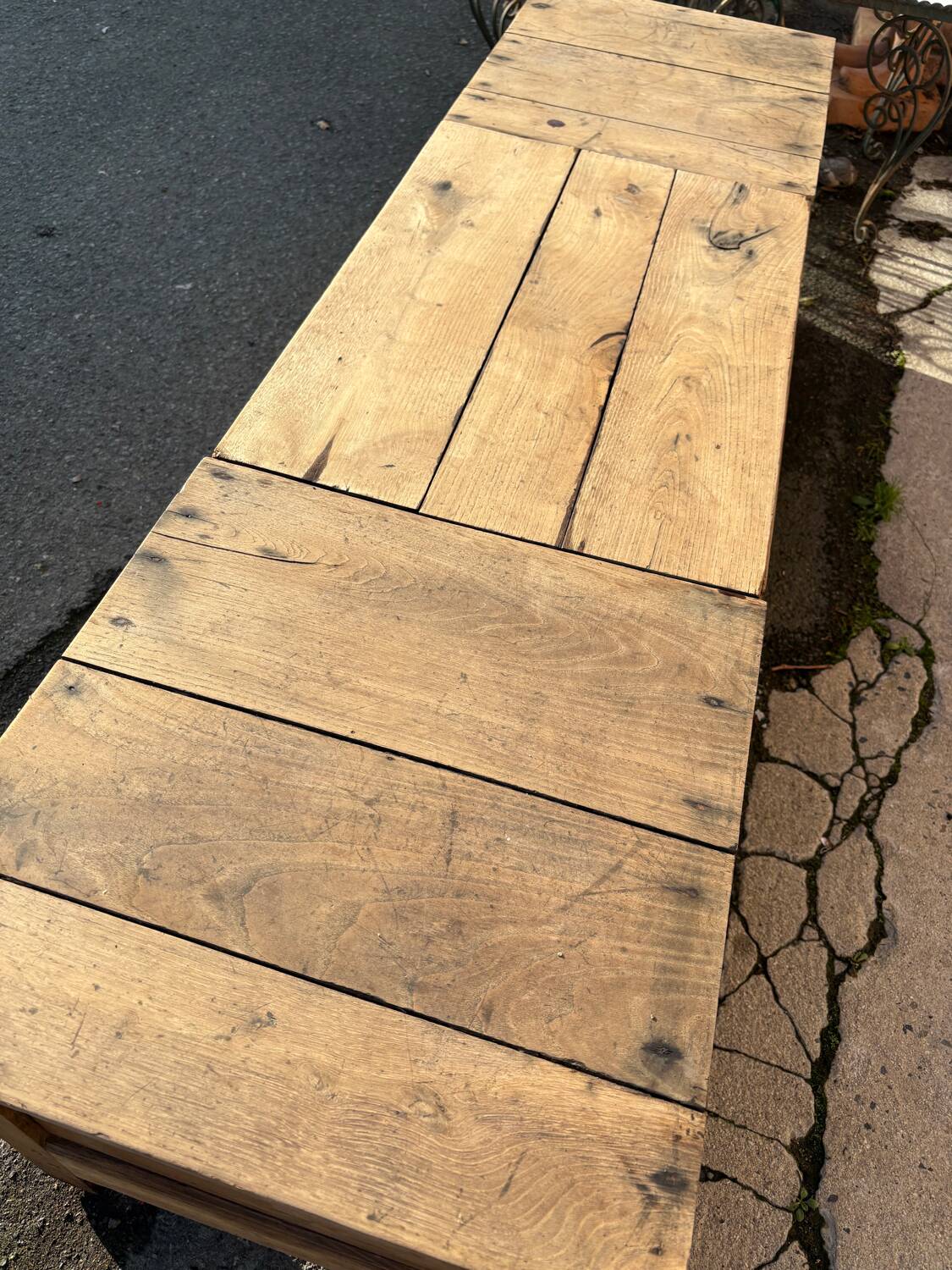 Antique solid wood storage bench – (sanded and ready to be treated)