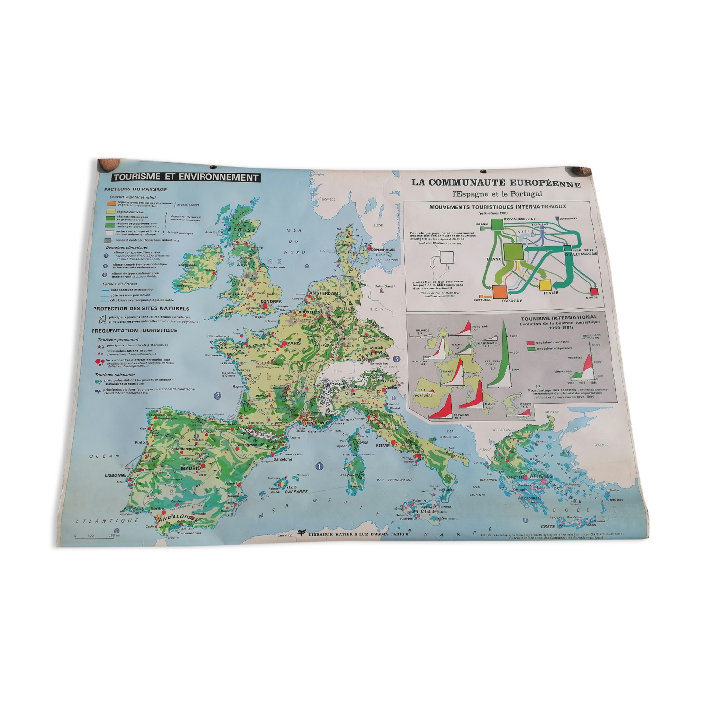 Old big map Hatier: The European community. 154 x 115 cm.