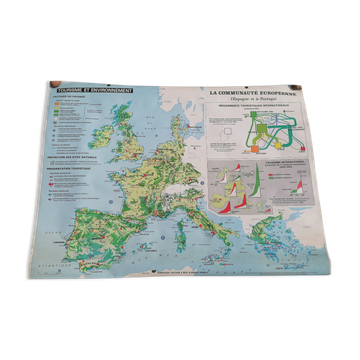 Ancienne grande carte Hatier : La communauté Européenne. 154 x 115 cm.