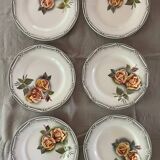 6 Digoin Sarreguemines Adele dinner plates 1940s 1950s
