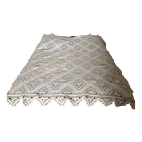 Couvre lit crochet en coton blanc à losanges