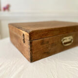 Wooden storage chest old vintage tool box