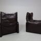 Pair of Maralunga leather armchairs by Vico Magistretti for Cassina, 1974