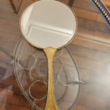 Brass hand mirror with magnifying back