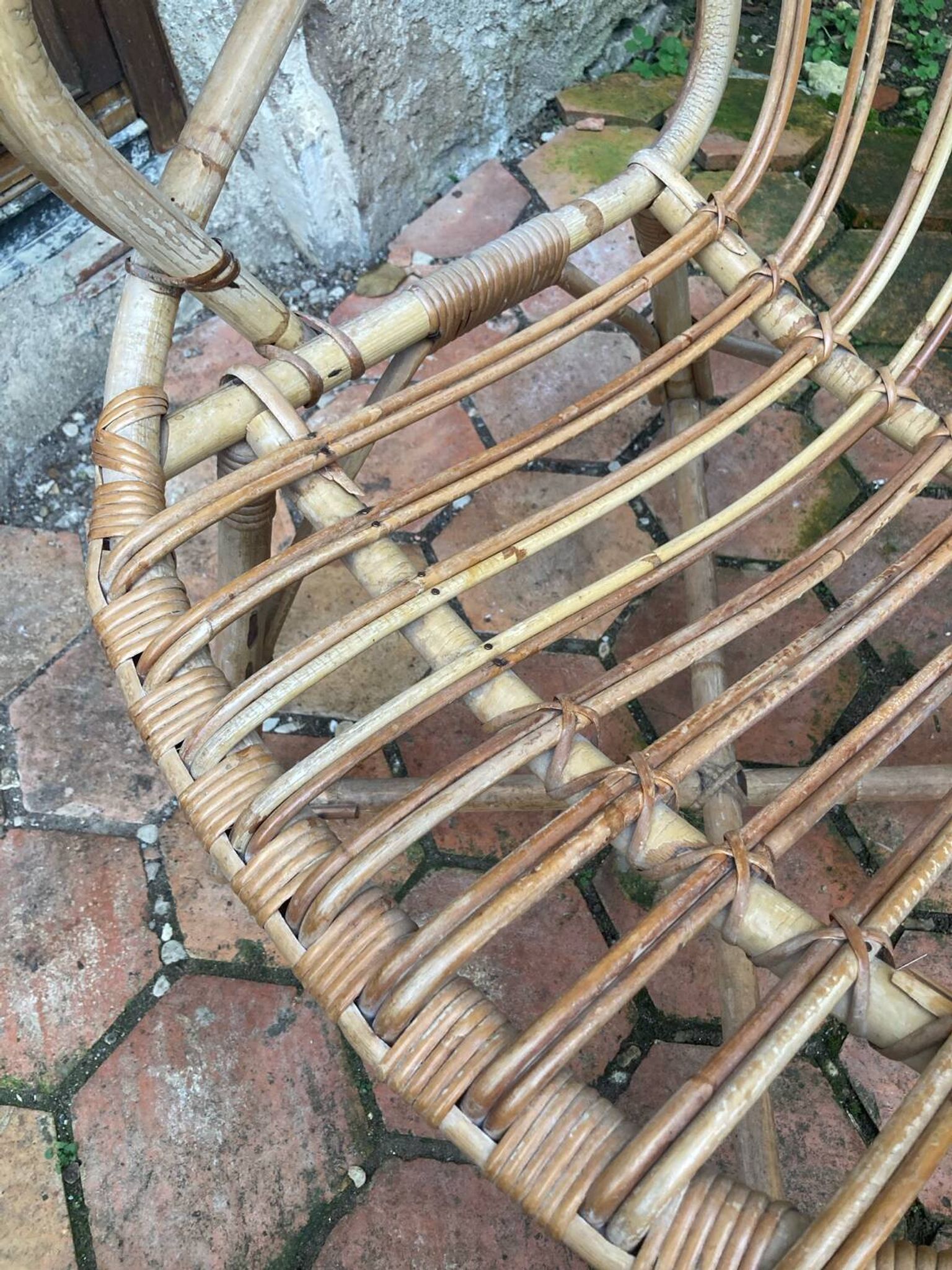 Pair of vintage rattan armchairs