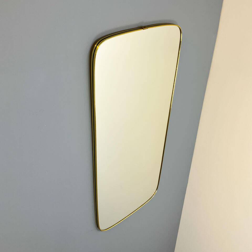 Vintage wall mirror with brass frame from the 60s, 35cm x 77cm