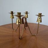Brass and rattan candlestick