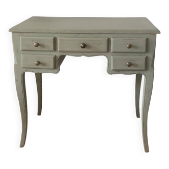 Louis XV style cherry wood console in lichen green color