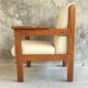White armchair with armrests - varnished pine structure