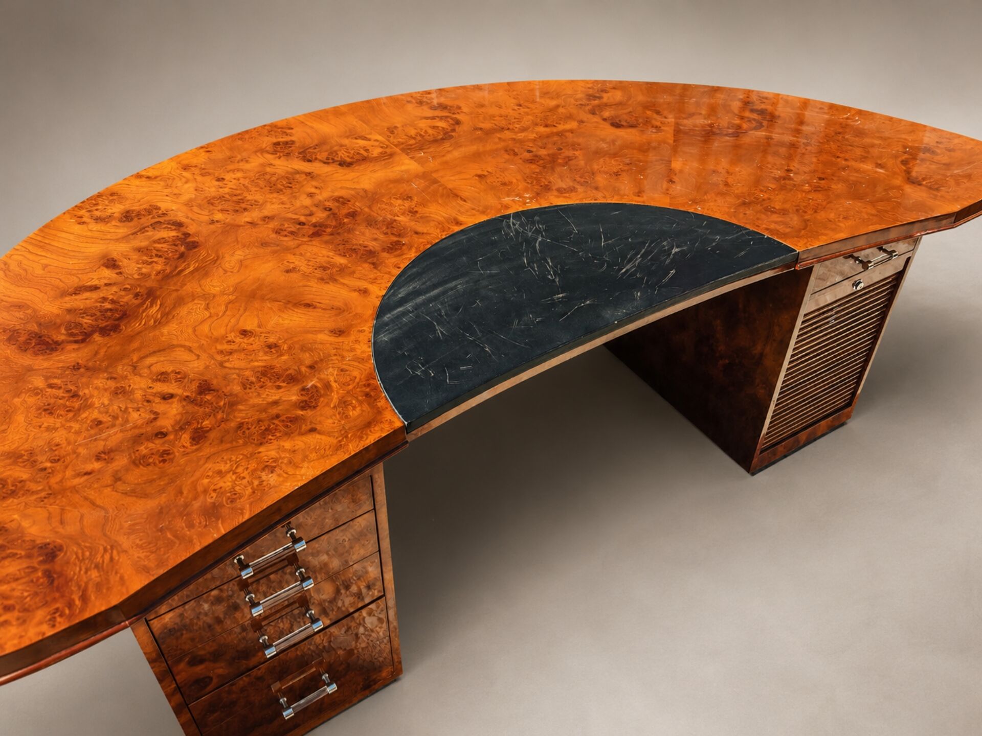 Vintage executive desk in burl wood – 1970s