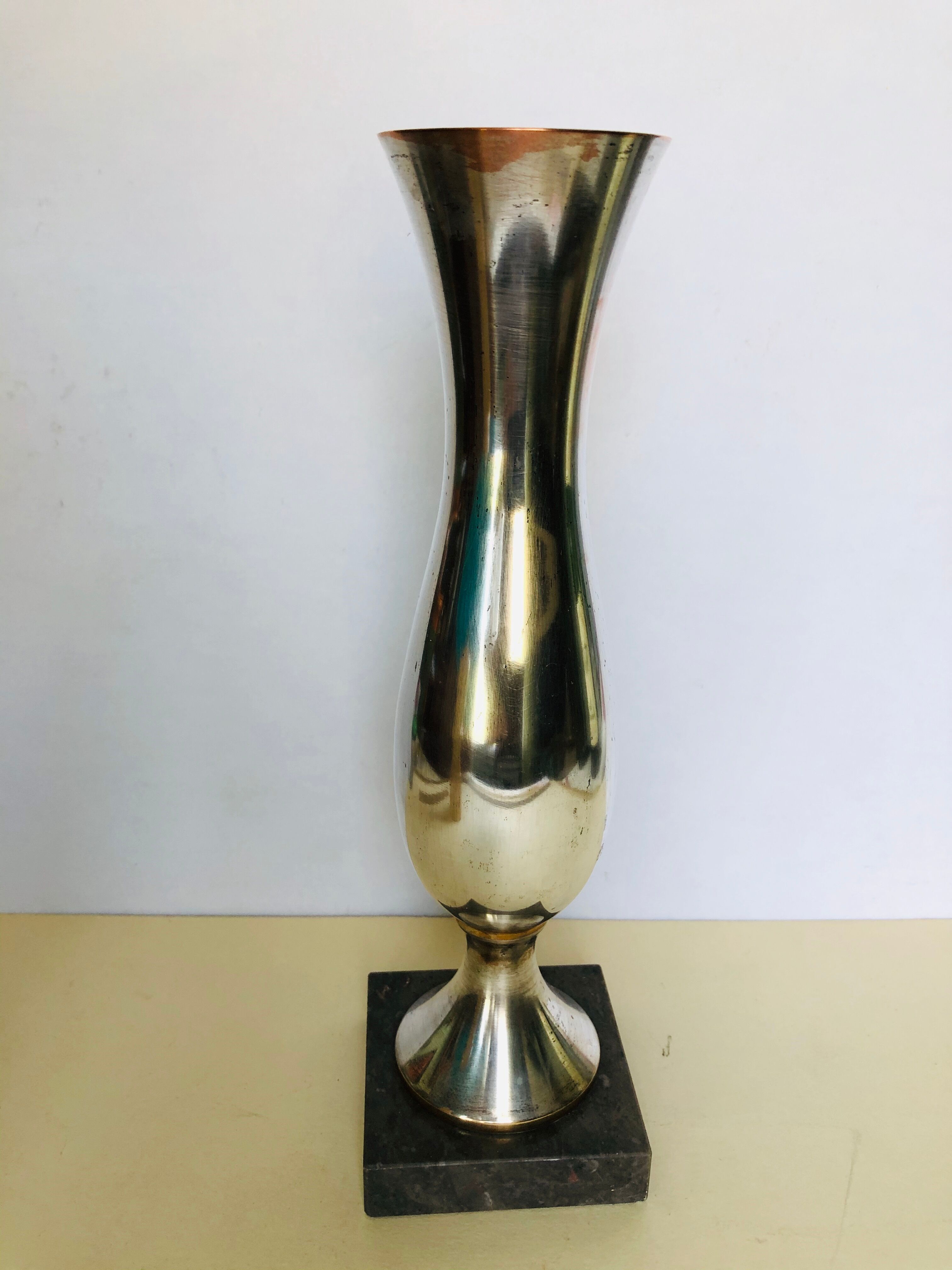 Silver metal vase