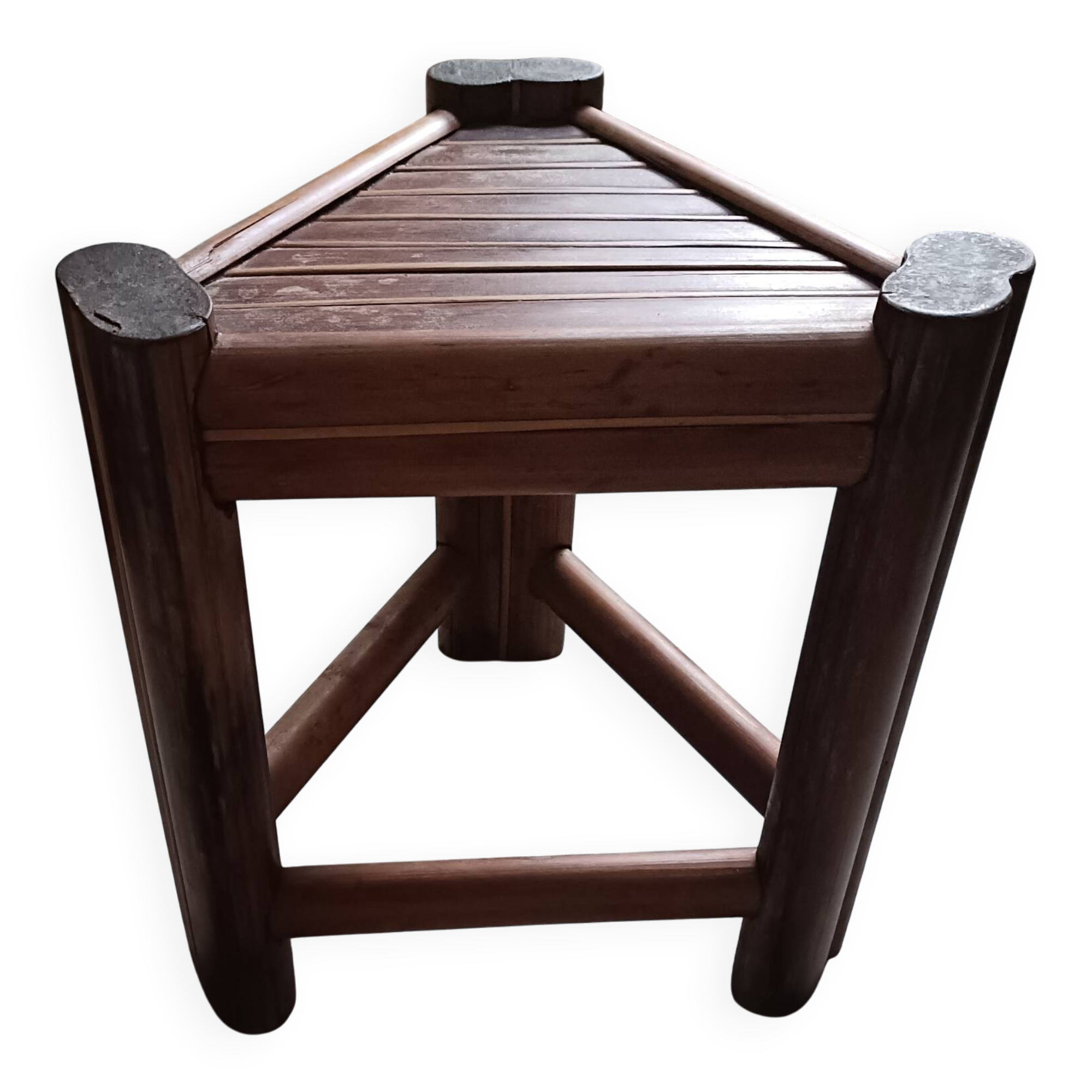 Tabouret en rotin brûlé années 60