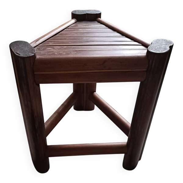 Tabouret en rotin brûlé années 60
