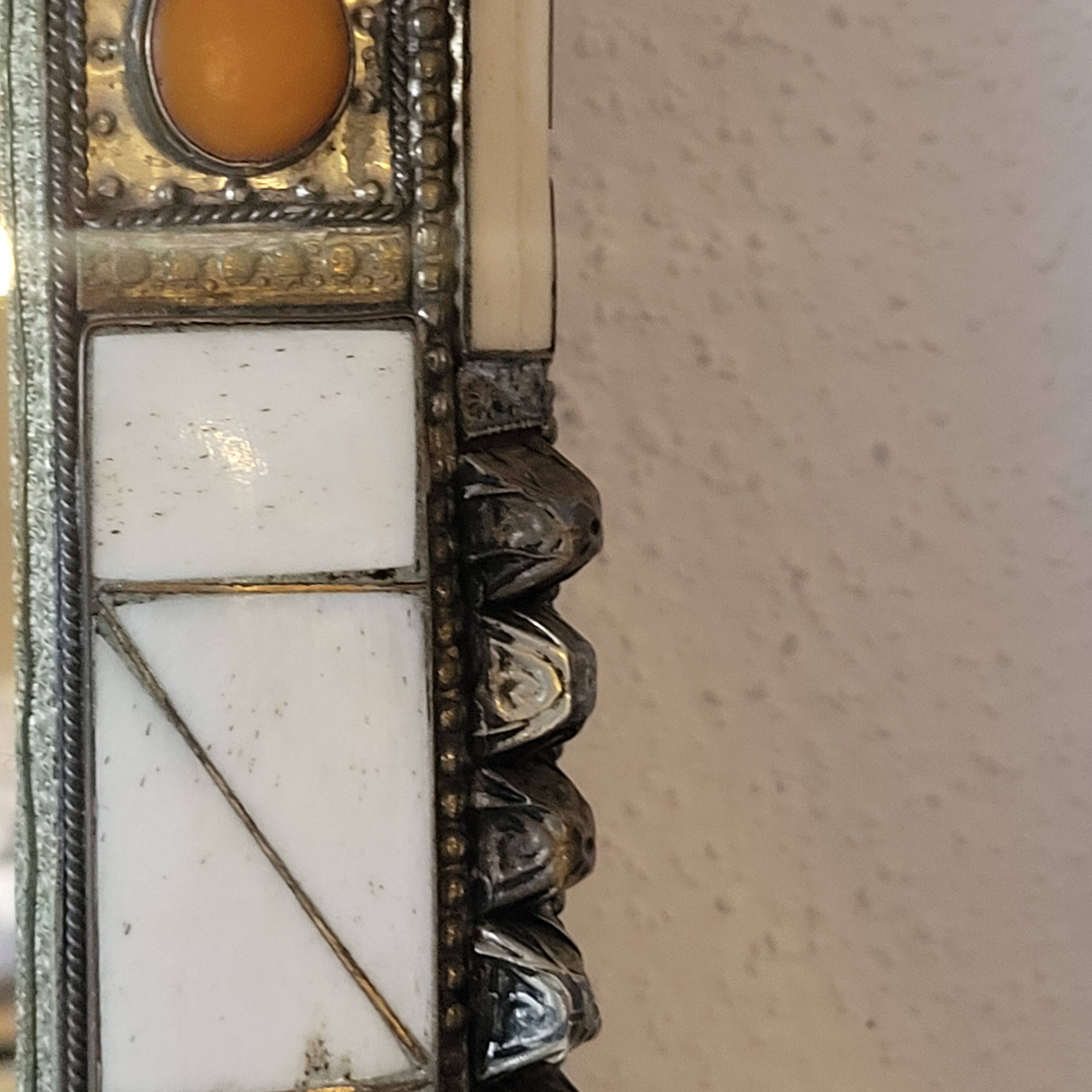 Ethnic bone and stone mirror