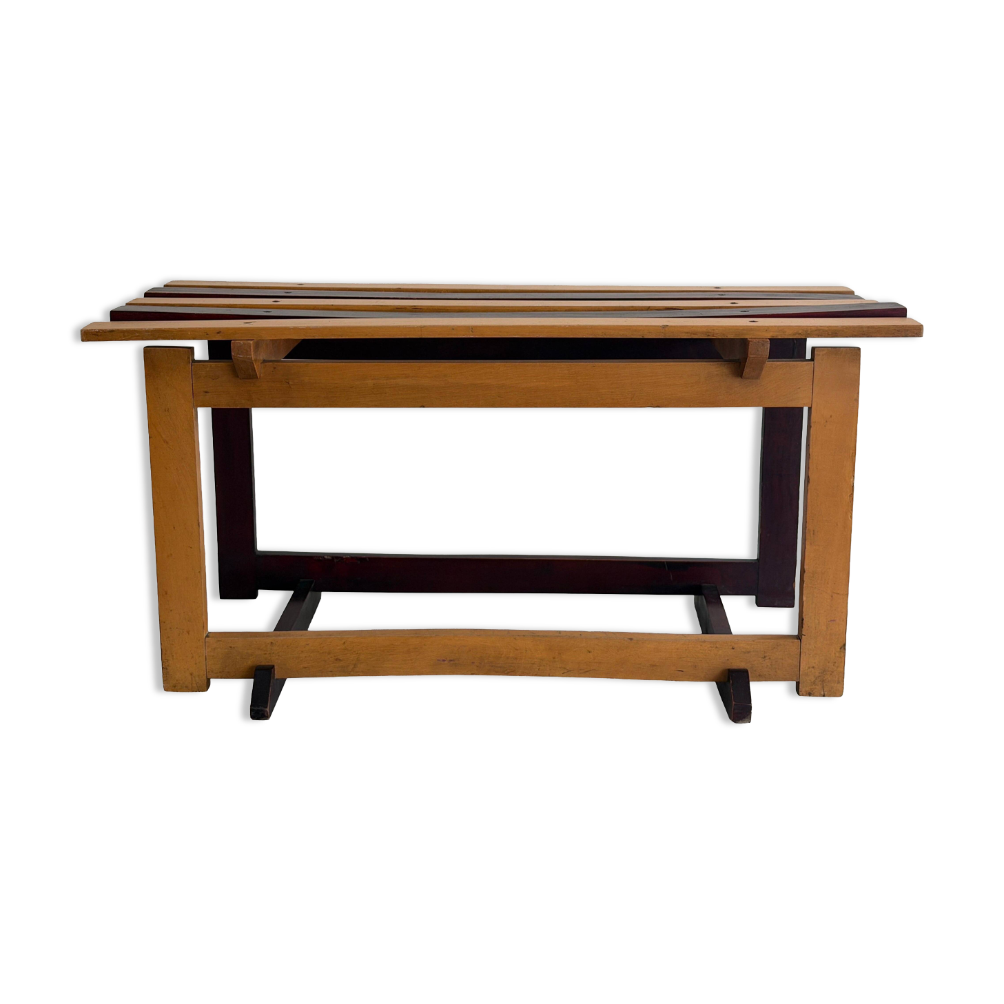 Mid-century Italian solid wood two-tone bench, 1950s, Italy