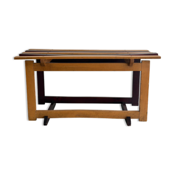 Banc italien du milieu du siècle en bois massif à double couleur, années 1950, Italie
