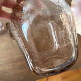 Pink bubbled glass decanter Biot vintage 60s