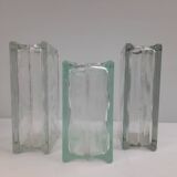 3 vintage glass brick vases