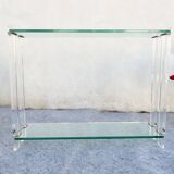 Console Design Marais International Glass and Plexiglas, circa 1980