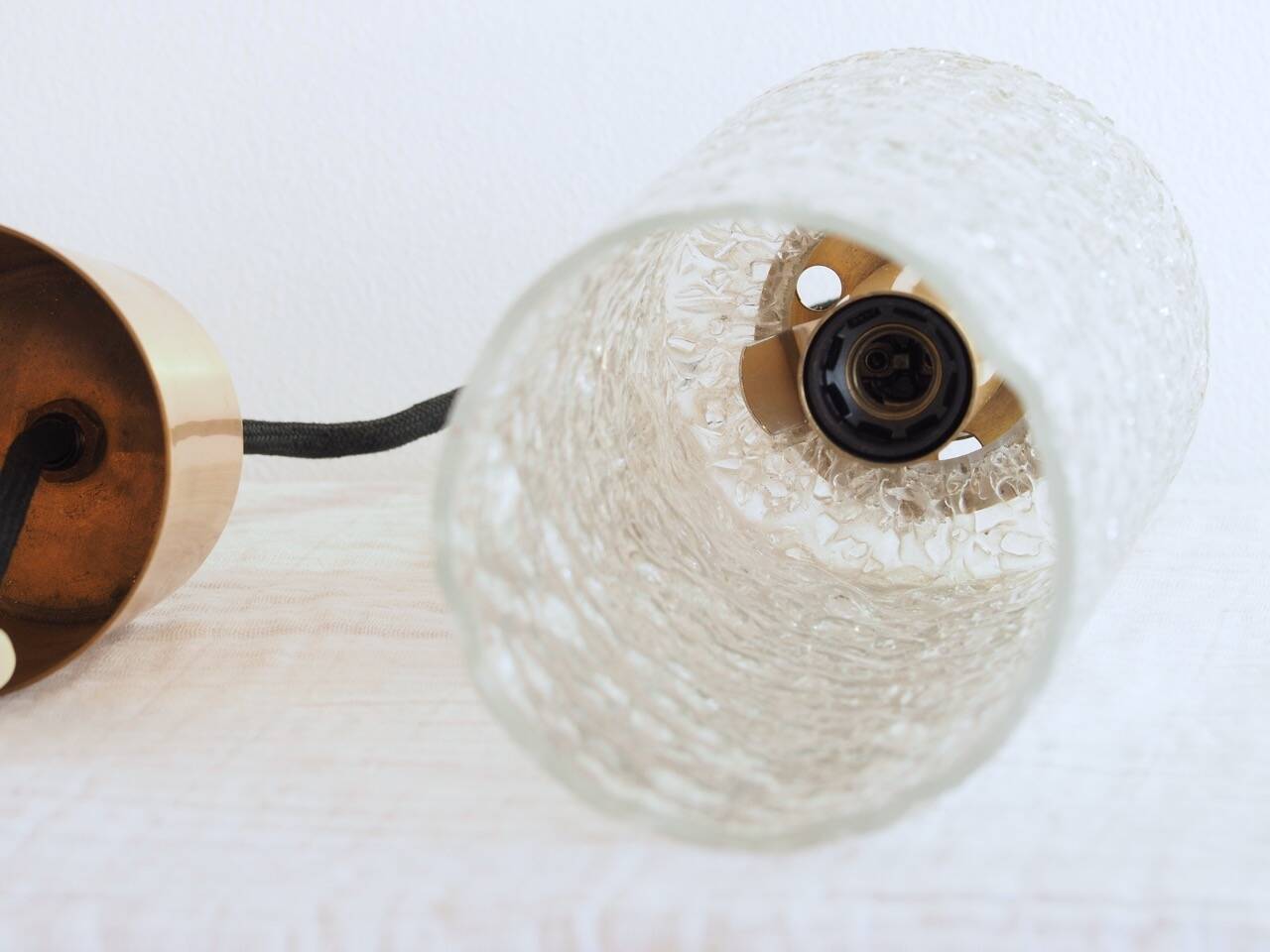 Carl fagerlund style cylindrical textured glass pendant light