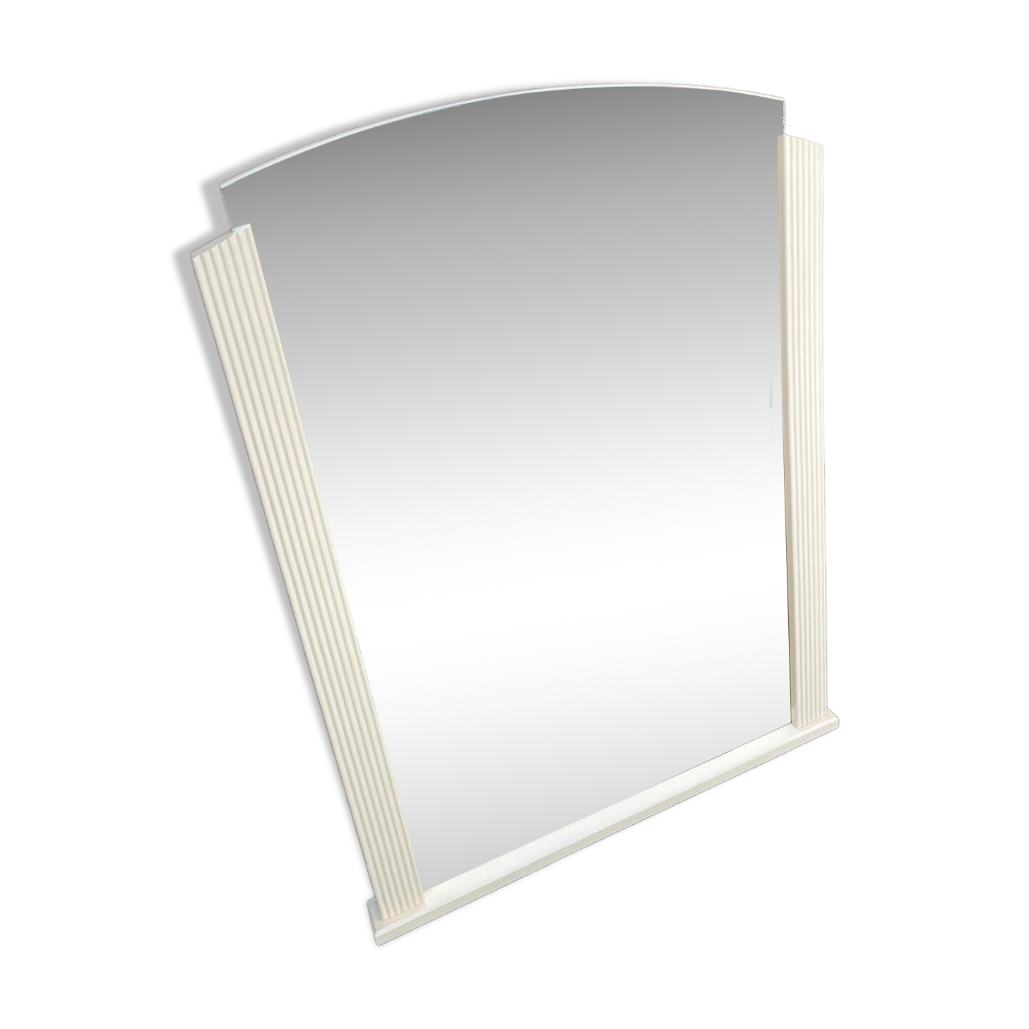 Vintage concave mirror with beige wooden frame 72x87cm