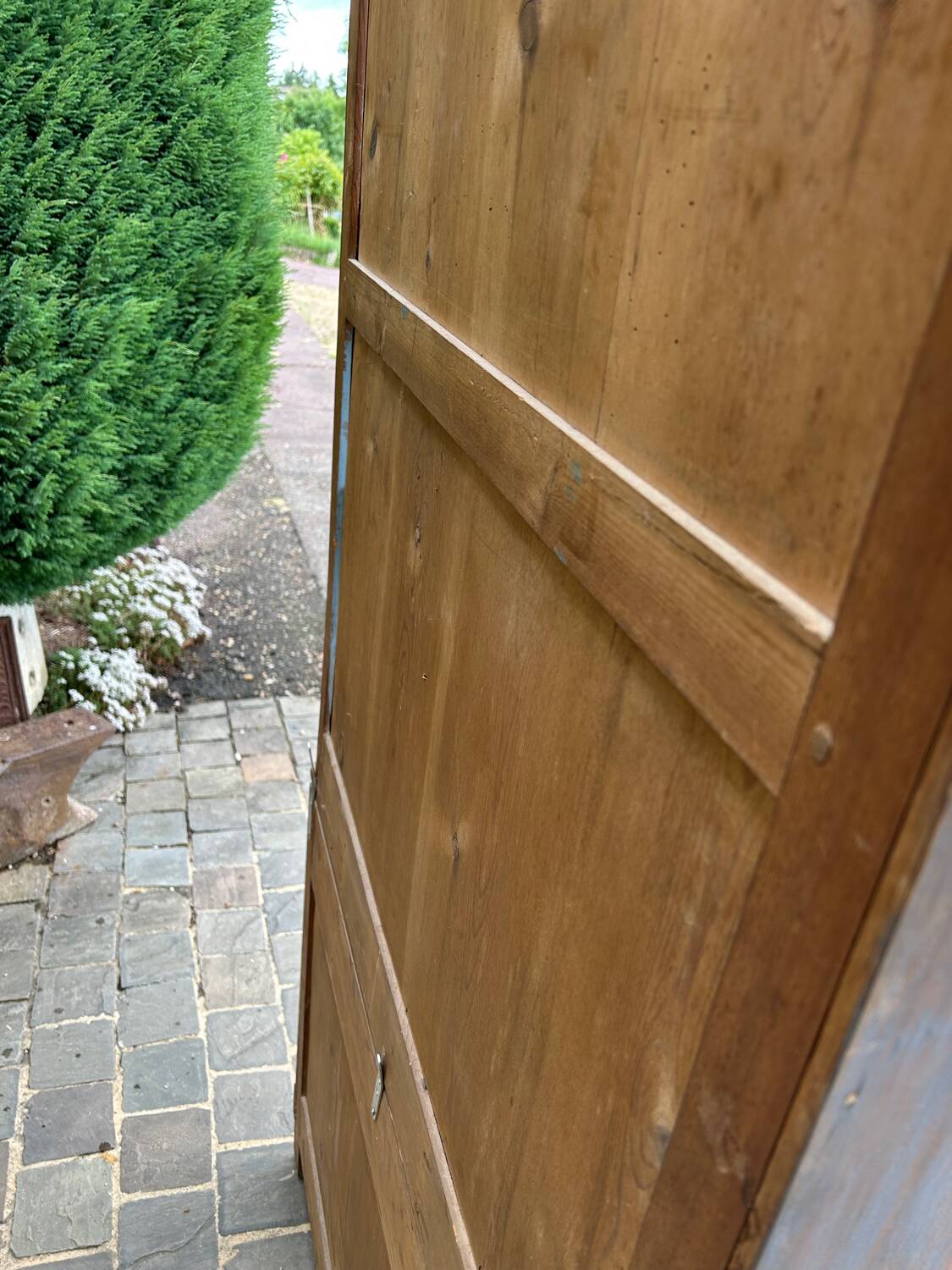Small antique dresser in gray wood color