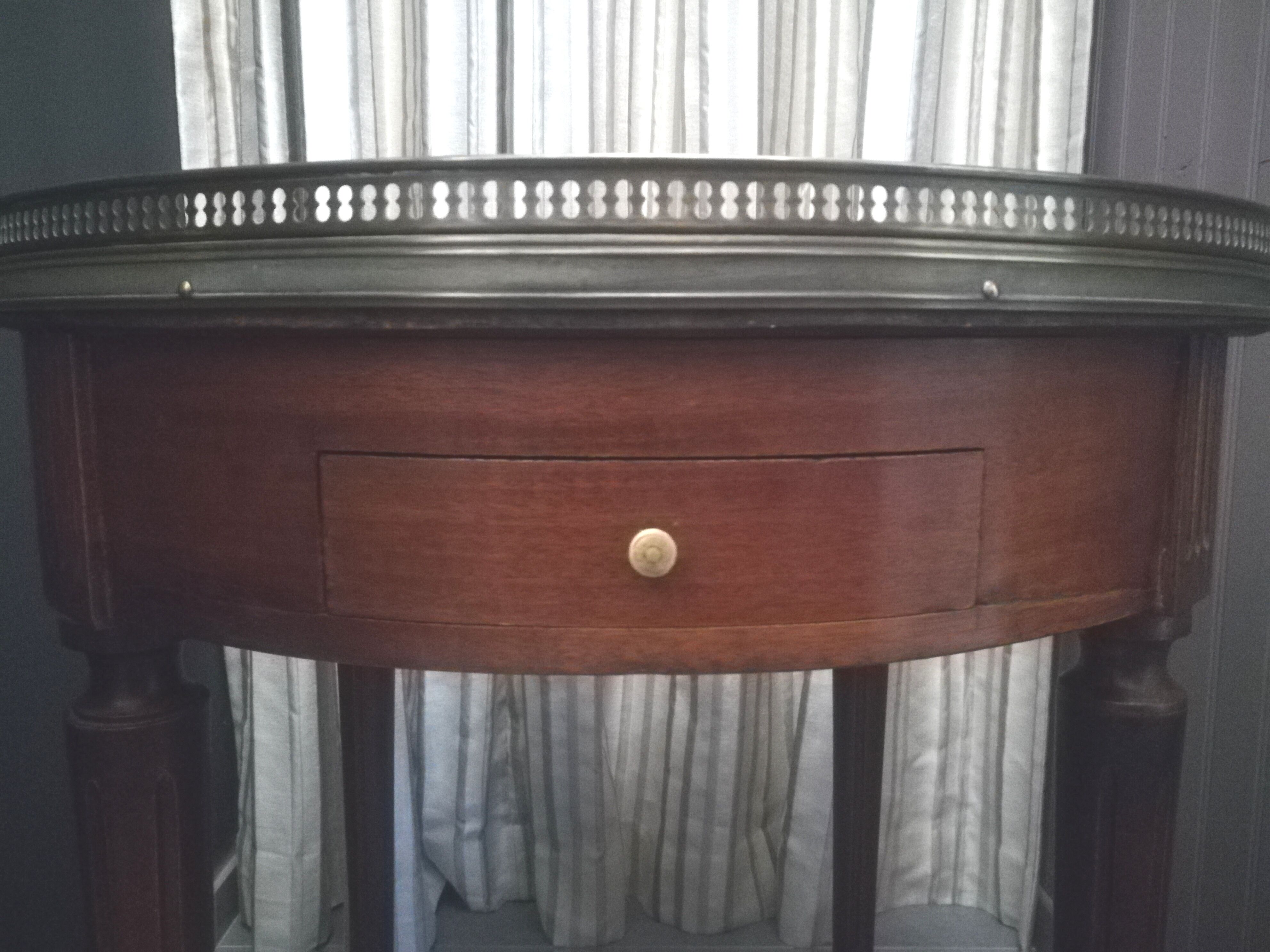 Louis XVI style hot water bottle table in mahogany and marble