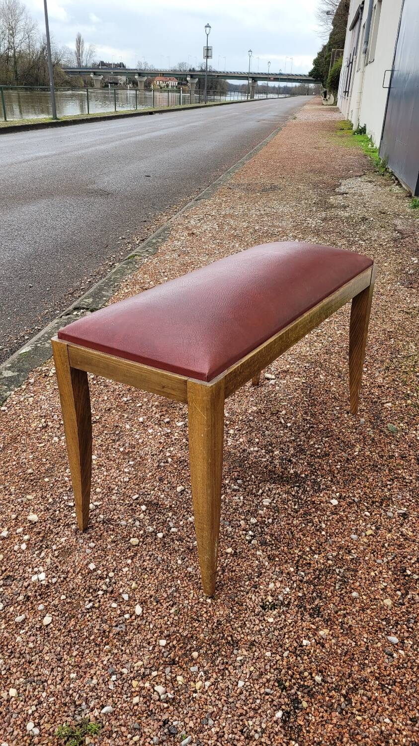 Art Deco piano stool bench in original Skai.