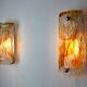 Pair of Murano Mazzega wall lamps, orange frosted glass, Italy, 1960