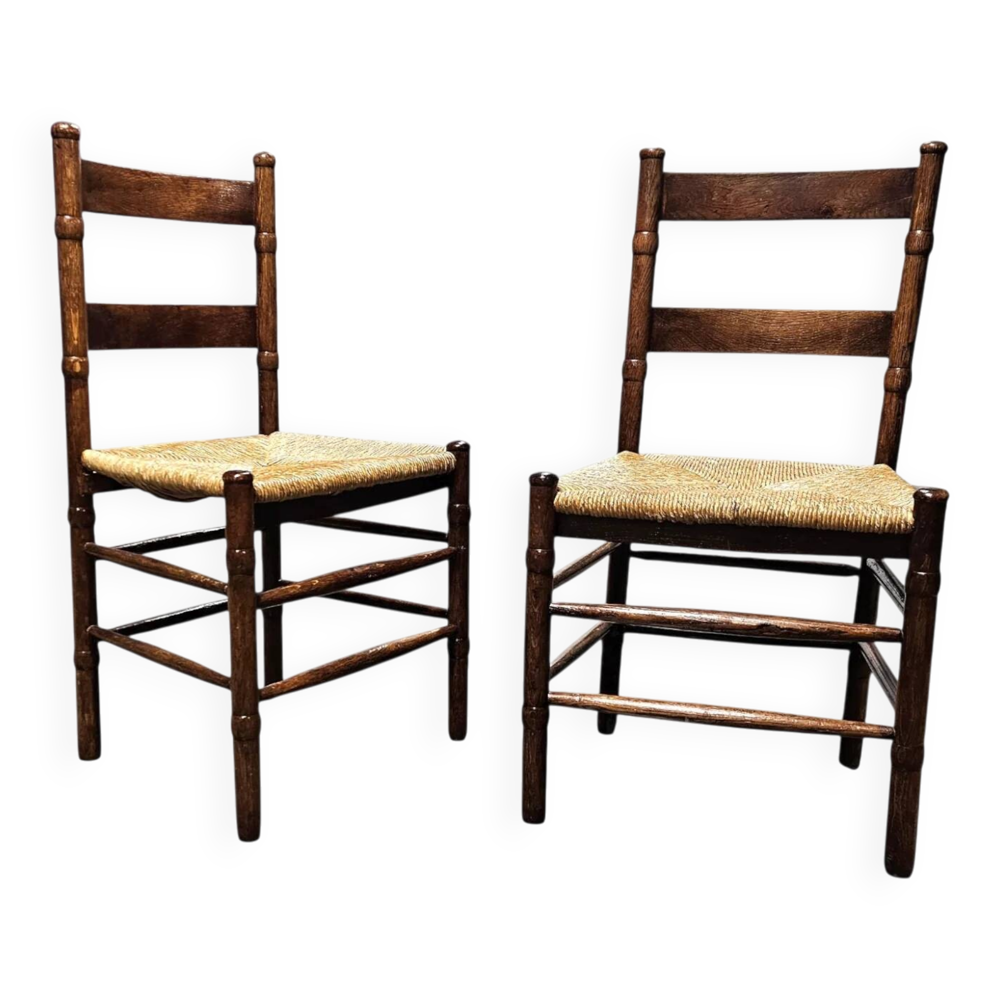 2 chaises en osier Art Déco / École d'Amsterdam / Jac Levee / milieu du siècle